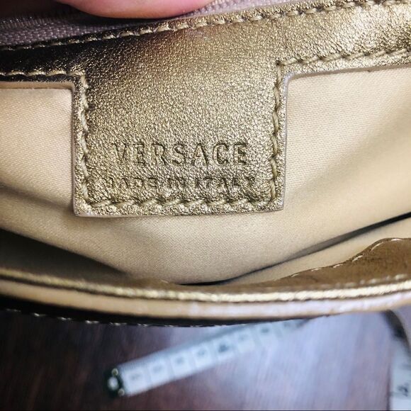 Versace Greca Quilted Gold Flap Chain Bag Rare Embroider Purse Evening - Picture 7 of 10